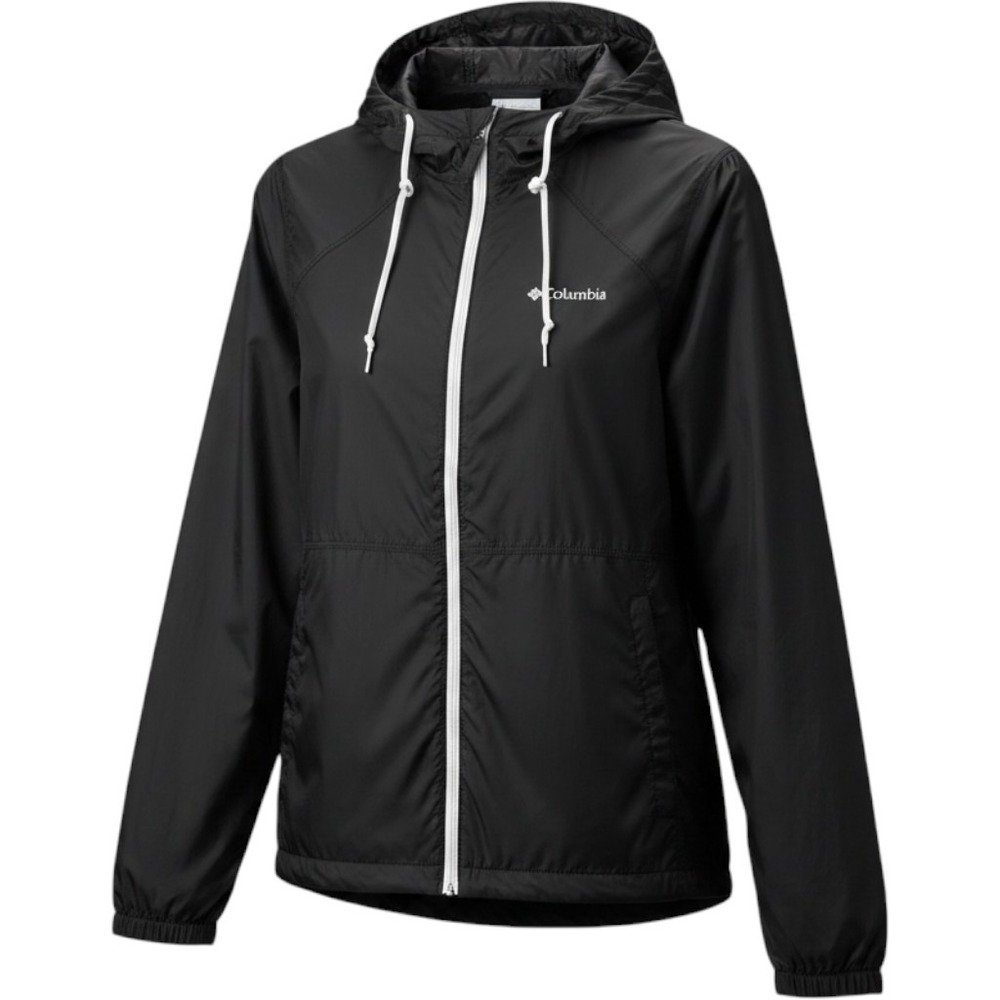 Columbia Windbreaker Jacket Womens Medium Black Hooded Full Zip Lightweight Coat